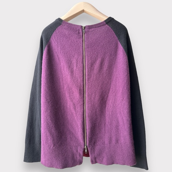 Ply Cashmere Brand 100% Cashmere Back Zip Sweater, Size M, Burgundy Purple - Picture 3 of 10